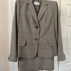 Calvin Klein Taupe Blazer and Skirt Ensemble